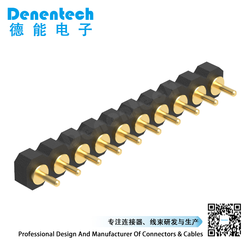 Denentech 2.0MM pitch   H1.27MM single row male straight pogo pin connector